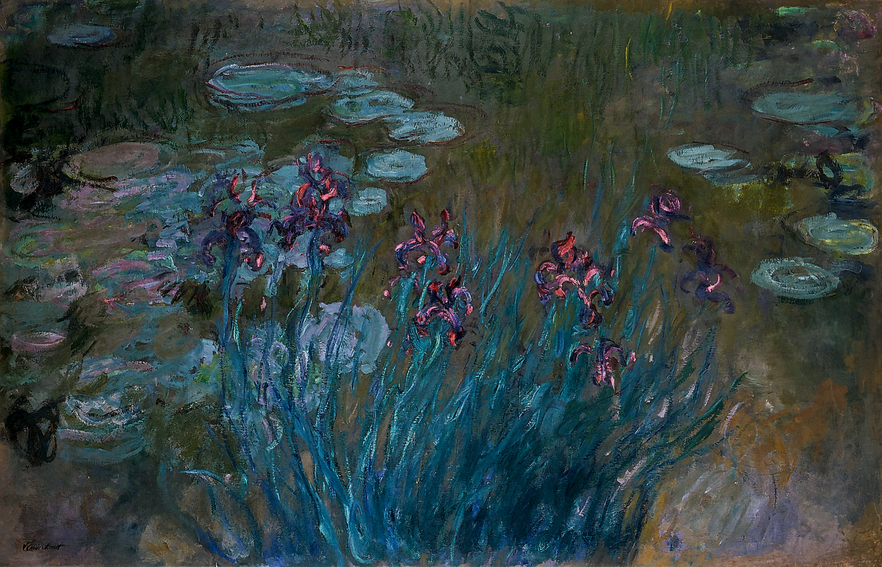 Irises and Water Lilies (1914) - Claude Monet Tablo