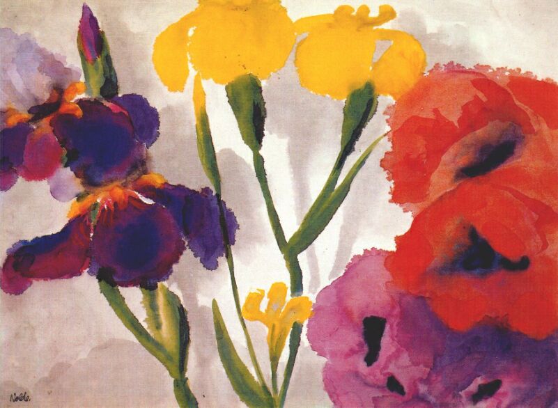 Irises and poppies - Emil Nolde Tablo