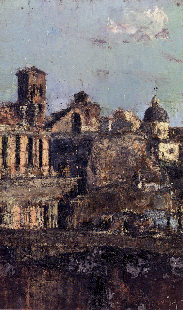 Italian Town View - Antonio Mancini Tablo