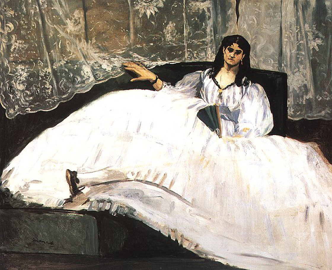 Jeanne Duval, Baudelaire's Mistress, Reclining (Lady with a Fan) (1862) - Edouard Manet Tablo