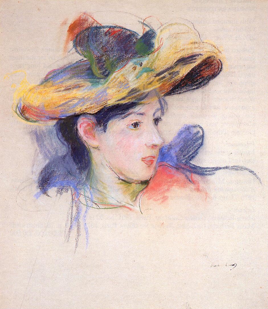 Jeanne Pontillon Wearing a Hat (1893) - Berthe Morisot Tablo