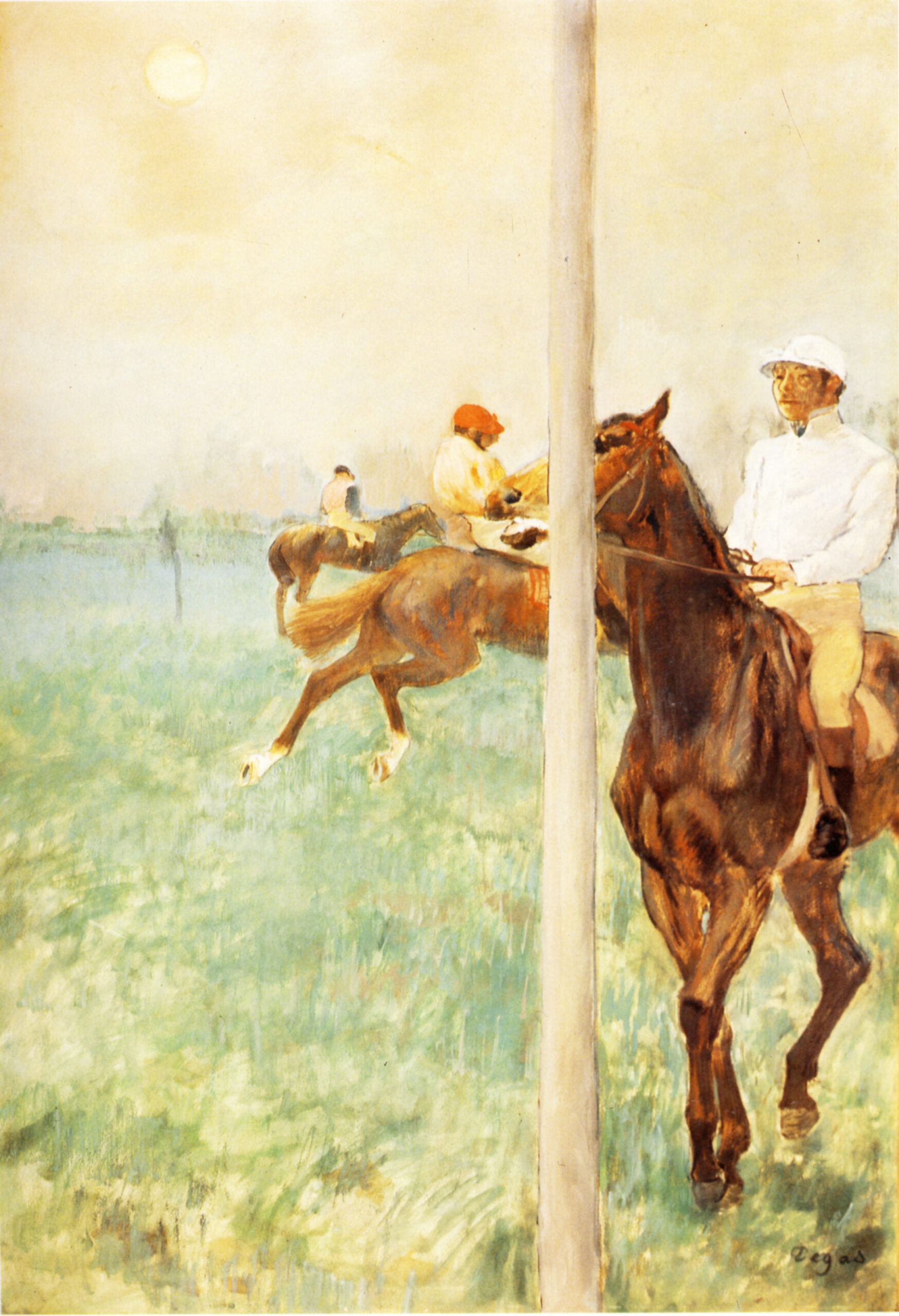 Jockeys before the Start with Flagpoll (1879) - Edgar Degas Tablo