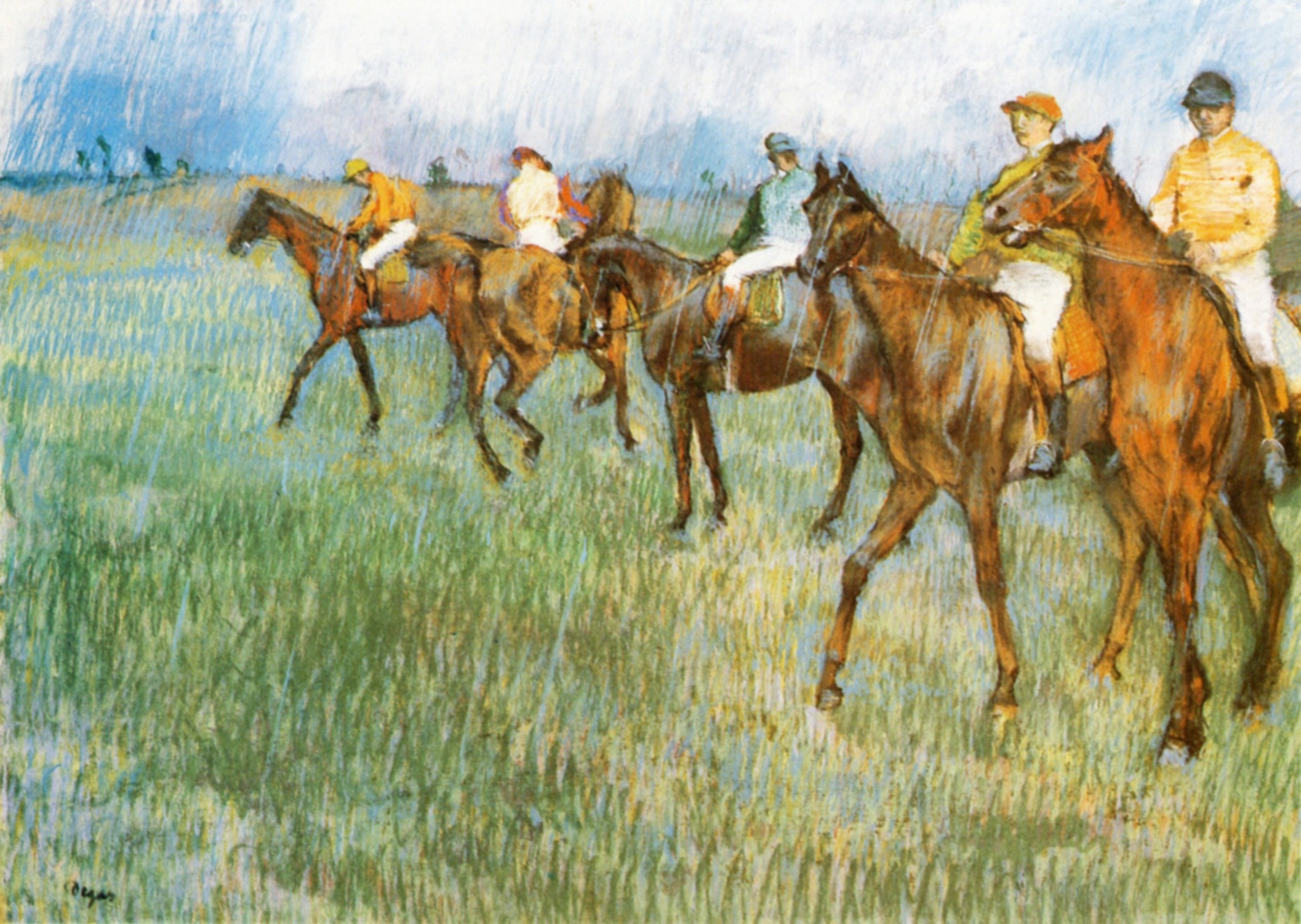 Jockeys in the Rain (1886) - Edgar Degas Tablo