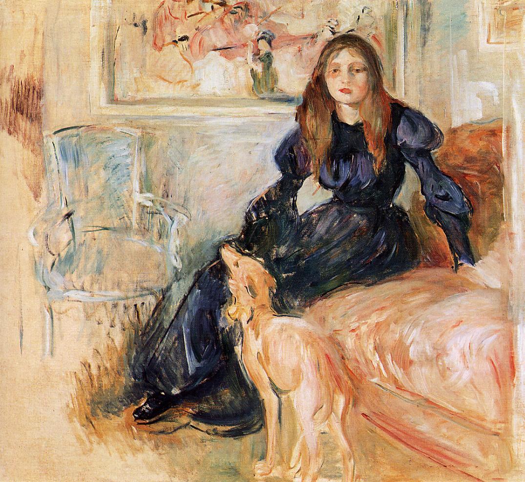 Julie Manet and her Greyhound Laerte (1893) - Berthe Morisot Tablo