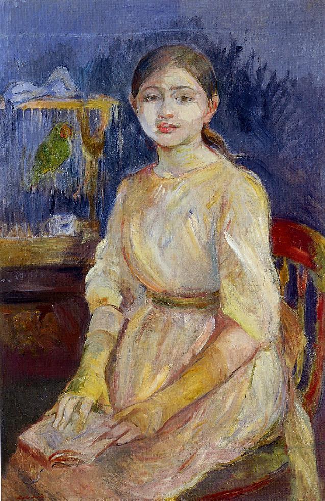 Julie Manet with a Budgie (1890) - Berthe Morisot Tablo