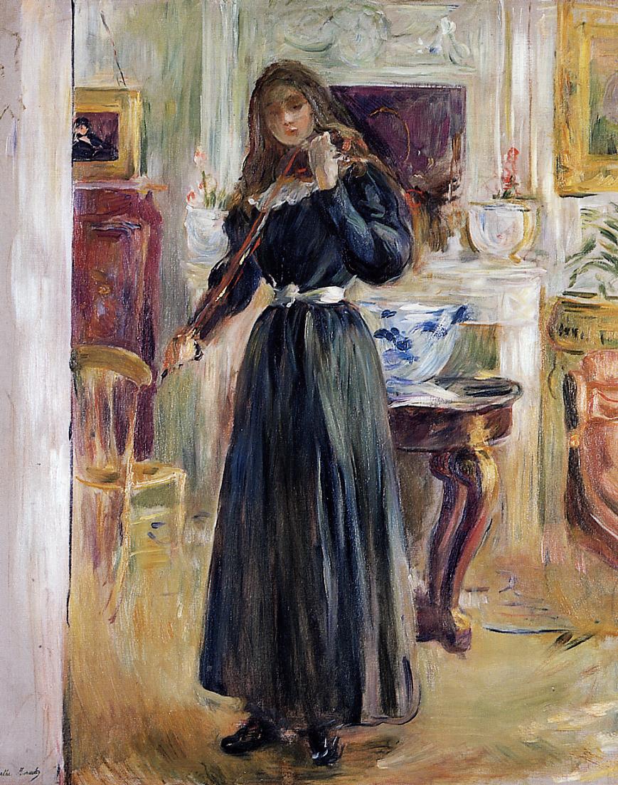 Julie Playing a Violin (1893) - Berthe Morisot Tablo