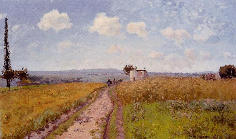 June Morning, View over the Hills over Pontoise (1873) - Camille Pissarro Tablo