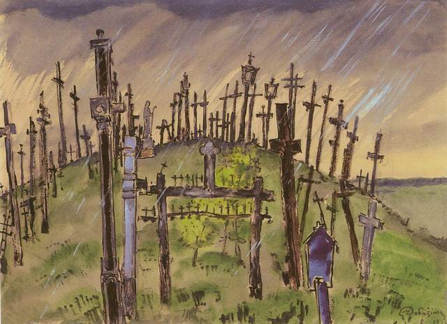 Jurgaičiai. The Hill of Crosses. (1934) - Mstislav Dobuzhinsky Tablo