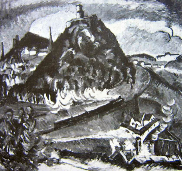Königstein and railway (1916) - Ernst Ludwig Kirchner Tablo