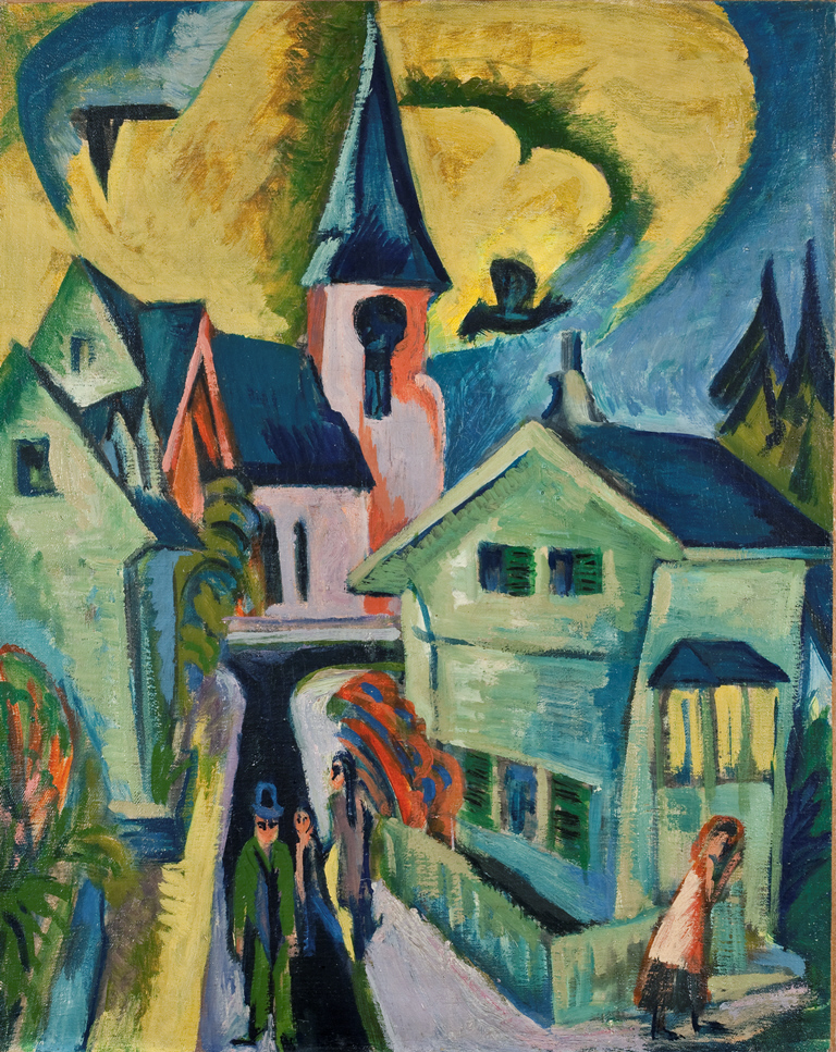 Königstein with Red Church (1916) - Ernst Ludwig Kirchner Tablo