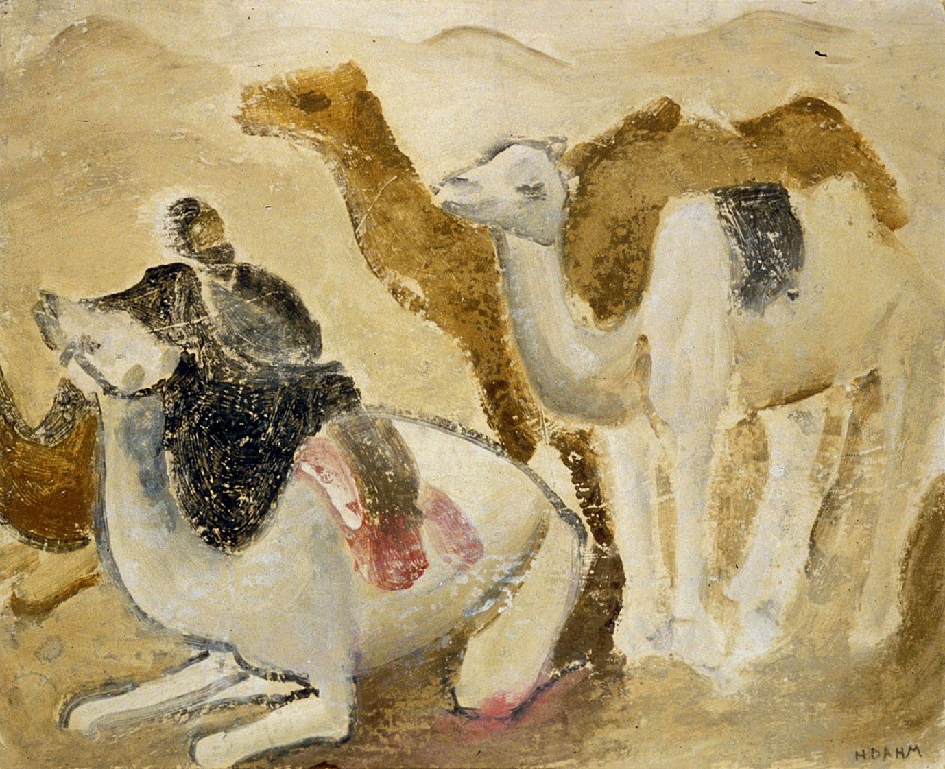 Kamele und Beduinen in der Wüste - Helen Dahm Tablo