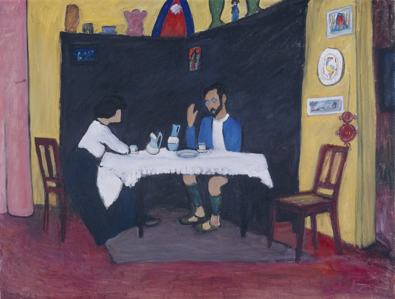 Kandinsky and Erma Bossi at the Table in the Murnau House (1912) - Gabriele Münter Tablo