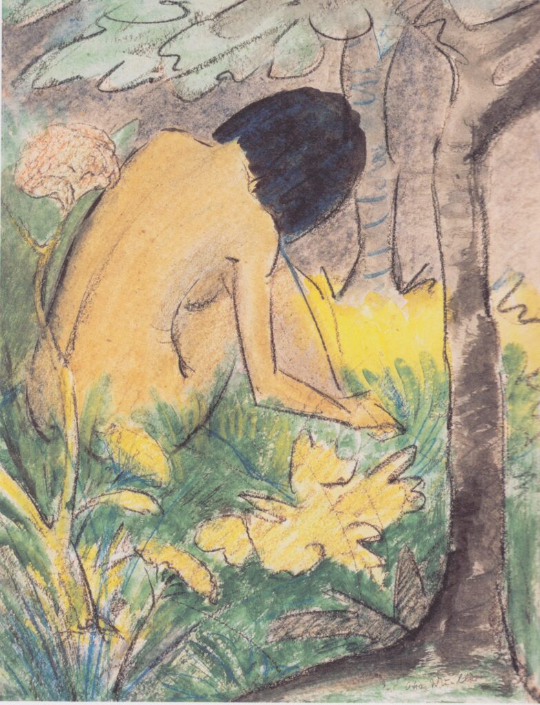 Kauernder Akt Im Wald (1927) - Otto Mueller Tablo