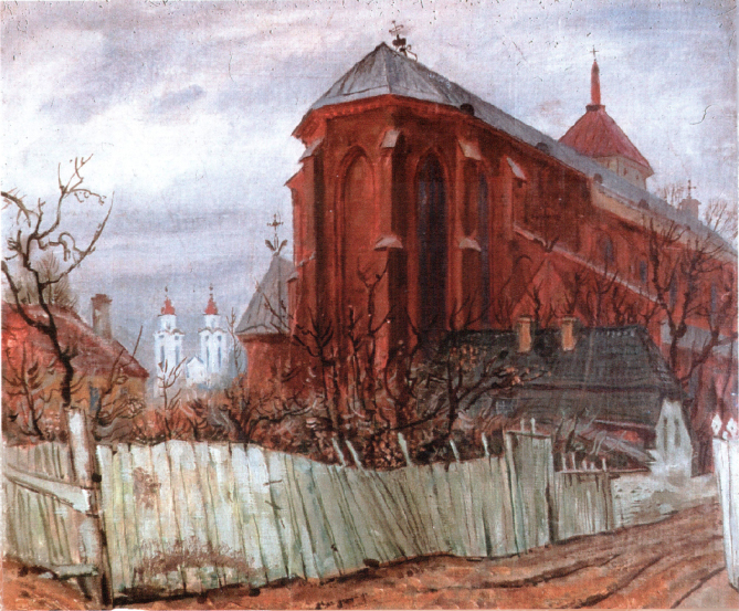 Kaunas. Cathedral. (1931) - Mstislav Dobuzhinsky Tablo