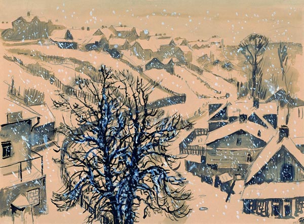Kaunas. Zhalyakalnis in winter. (1939) - Mstislav Dobuzhinsky Tablo