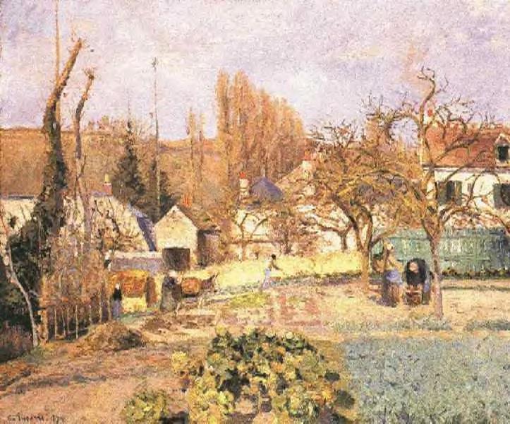 Kitchen Garden at the Hermitage, Pontoise (1874) - Camille Pissarro Tablo