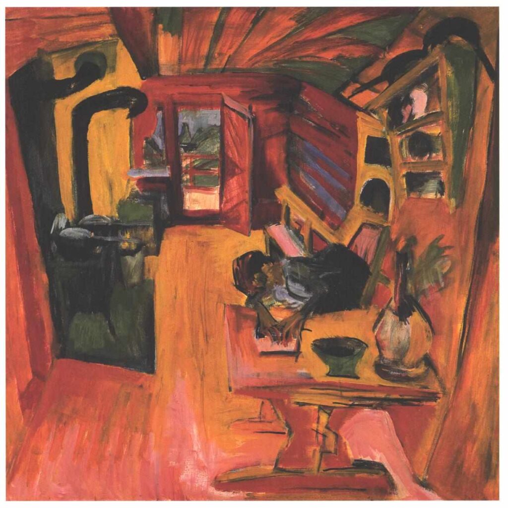 Kitchen in an Alpine Hut - Ernst Ludwig Kirchner Tablo