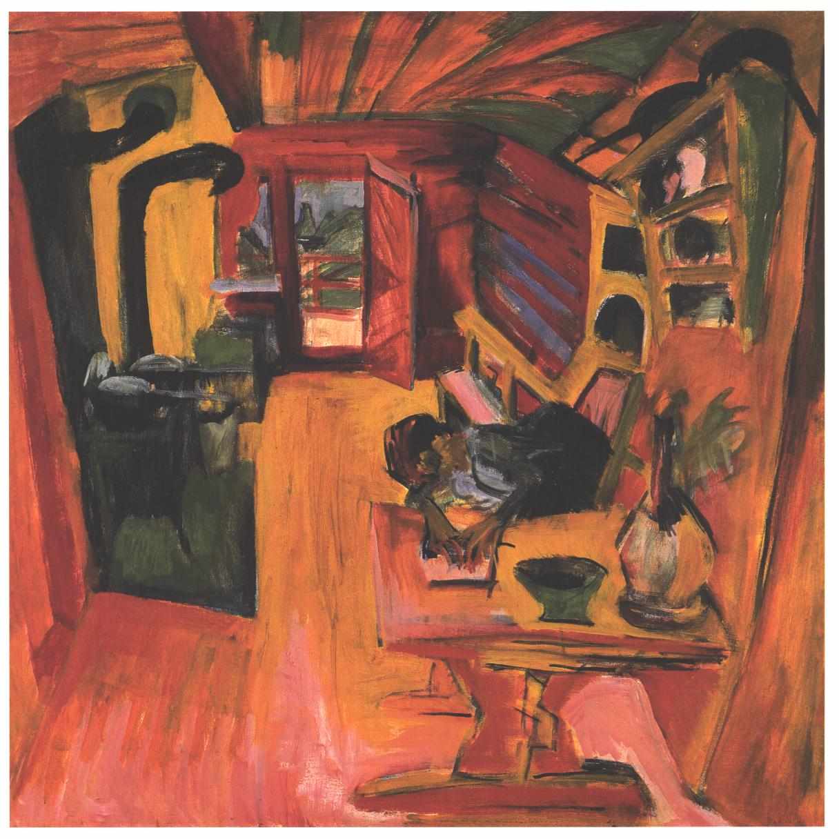 Kitchen in an Alpine Hut - Ernst Ludwig Kirchner Tablo