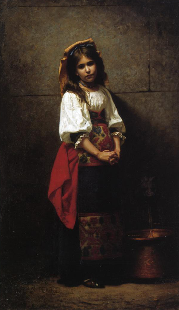 L'italienne (at the Fountain) (1875) - Charles Sprague Pearce Tablo