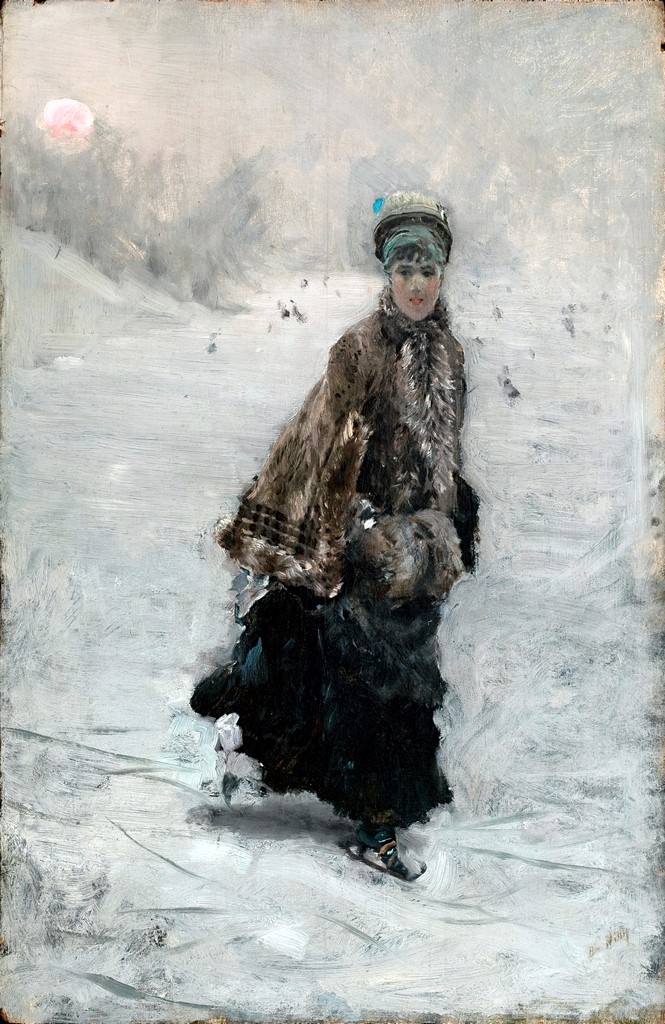 Léontine skating (1875) - Giuseppe De Nittis Tablo