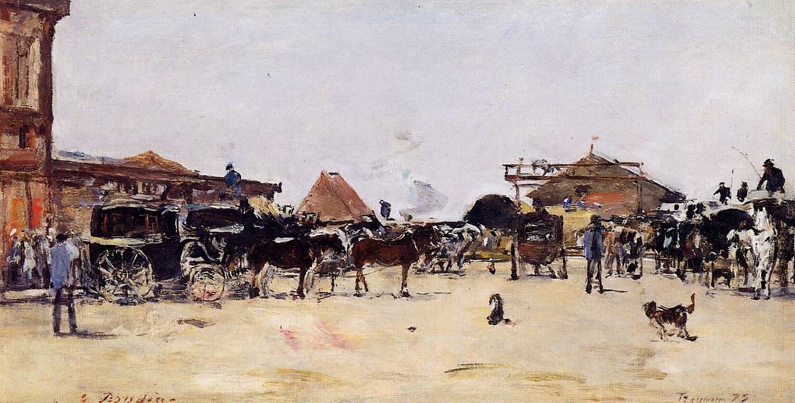 La Place de la Gare a Deauville (1879) - Eugène Boudin Tablo