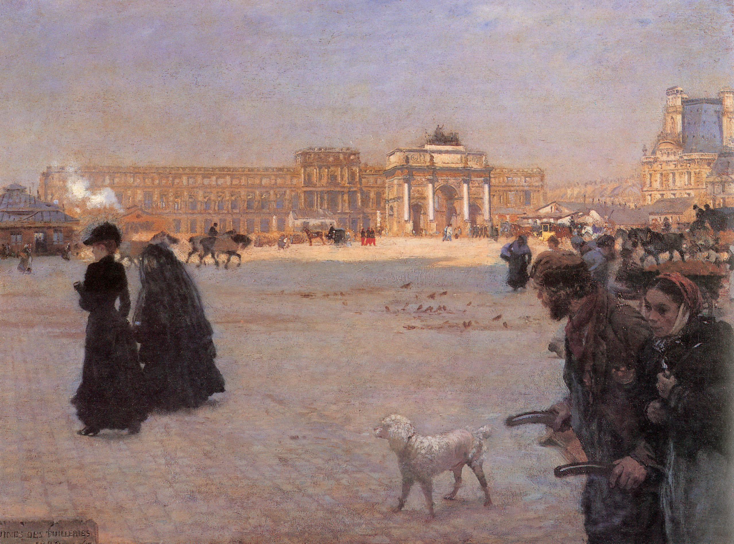 La Place du Carrousel, Paris The Ruins of the Tuileries (1882) - Giuseppe De Nittis Tablo