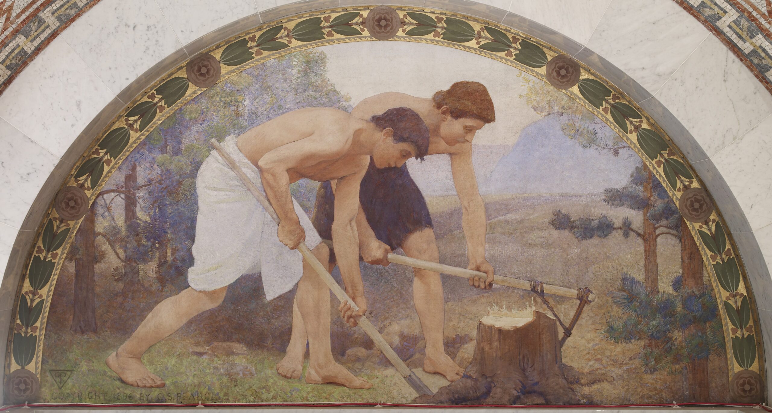 Labor Mural in Lunette from the Family and Education Series (1896) - Charles Sprague Pearce Tablo