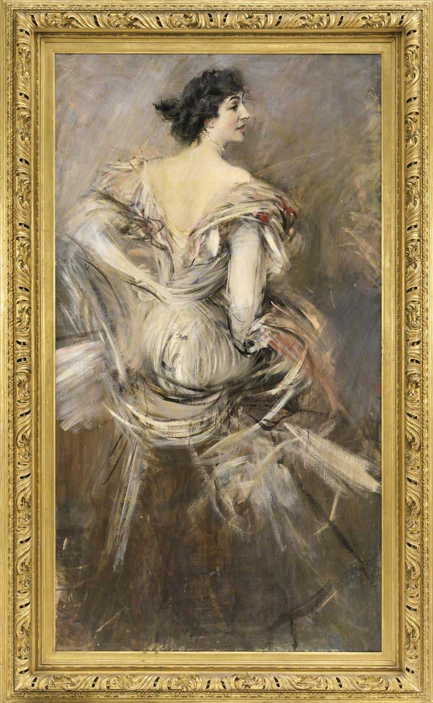 Lady in Brown Evening Dress (1892) - Giovanni Boldini Tablo
