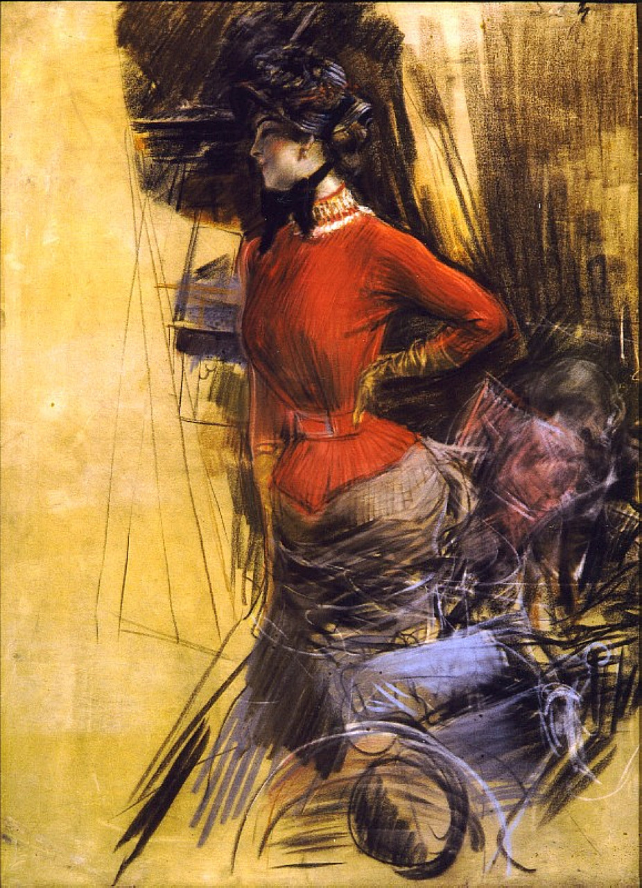 Lady in Red Coat (1878) - Giovanni Boldini Tablo