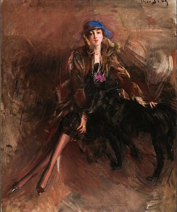 Lady with Black Greyhound - Giovanni Boldini Tablo
