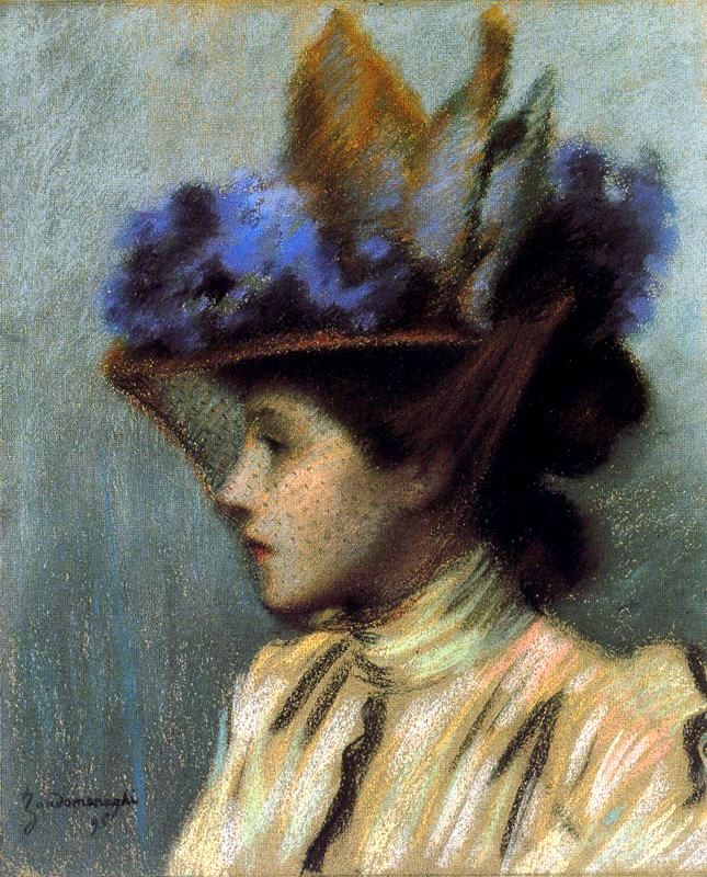 Lady with a hat (1895) - Federico Zandomeneghi Tablo