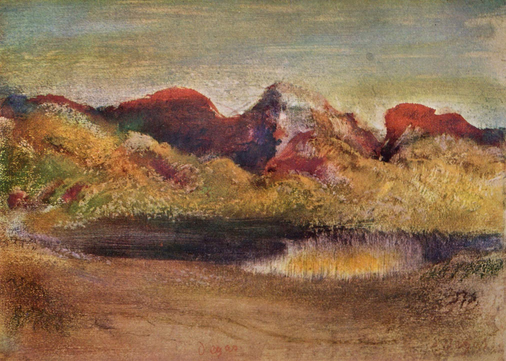 Lake and Mountains (1890) - Edgar Degas Tablo