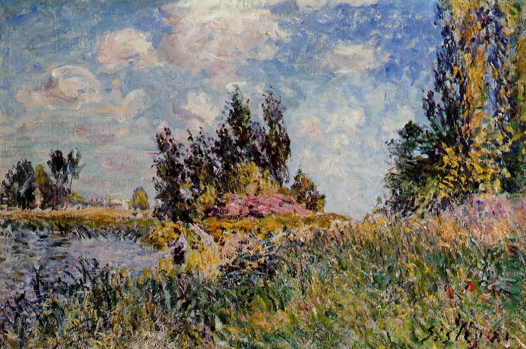 Landscape The Banks of the Loing at Saint Mammes (1881) - Alfred Sisley Tablo