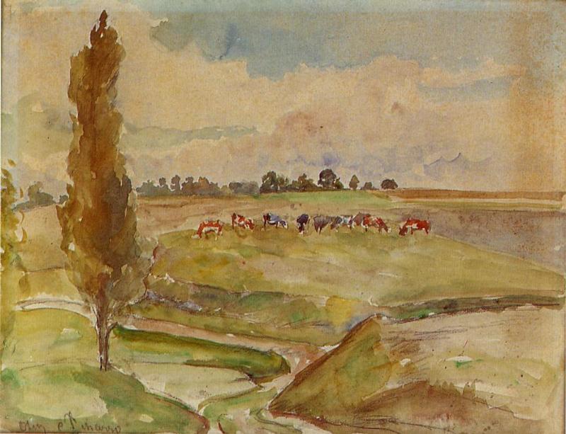 Landscape at Osny (1882) - Camille Pissarro Tablo