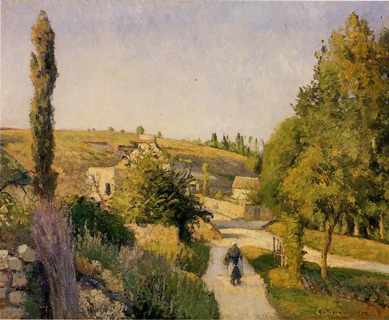 Landscape at l'Hermitage (1874) - Camille Pissarro Tablo