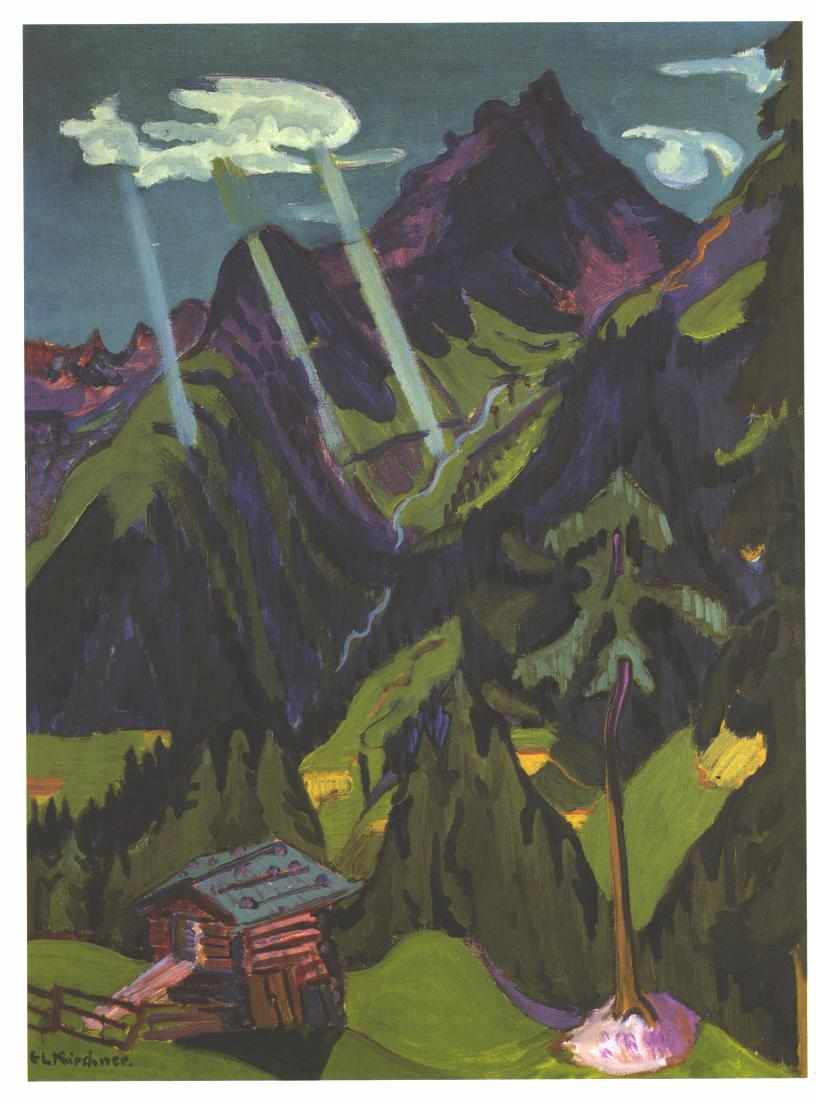 Landscape in Graubünder with Sun Rays - Ernst Ludwig Kirchner Tablo