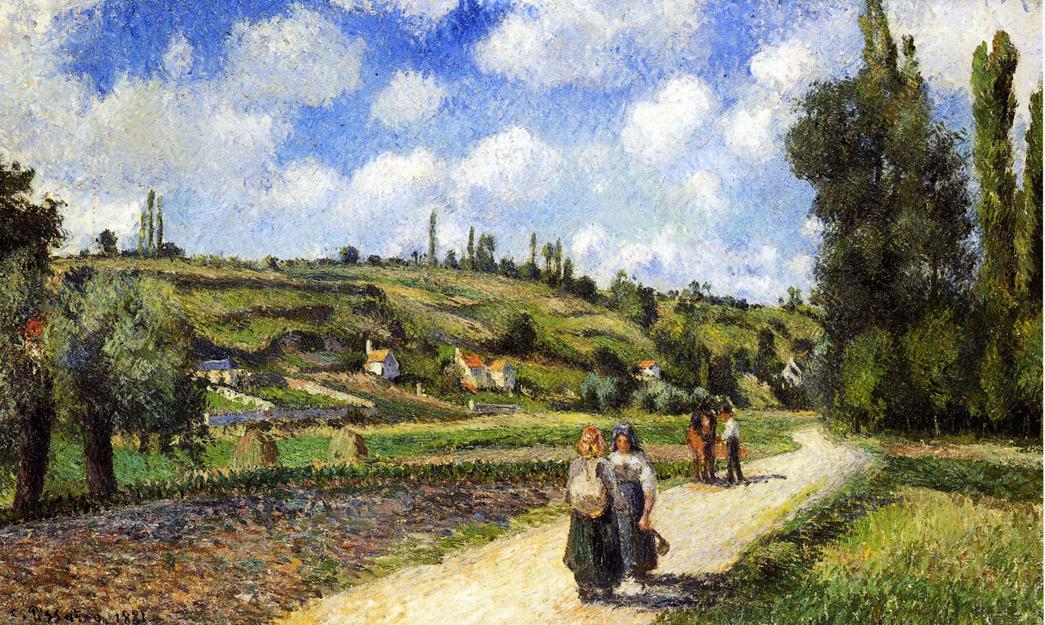 Landscape near Pontoise, the Auvers Road (1881) - Camille Pissarro Tablo