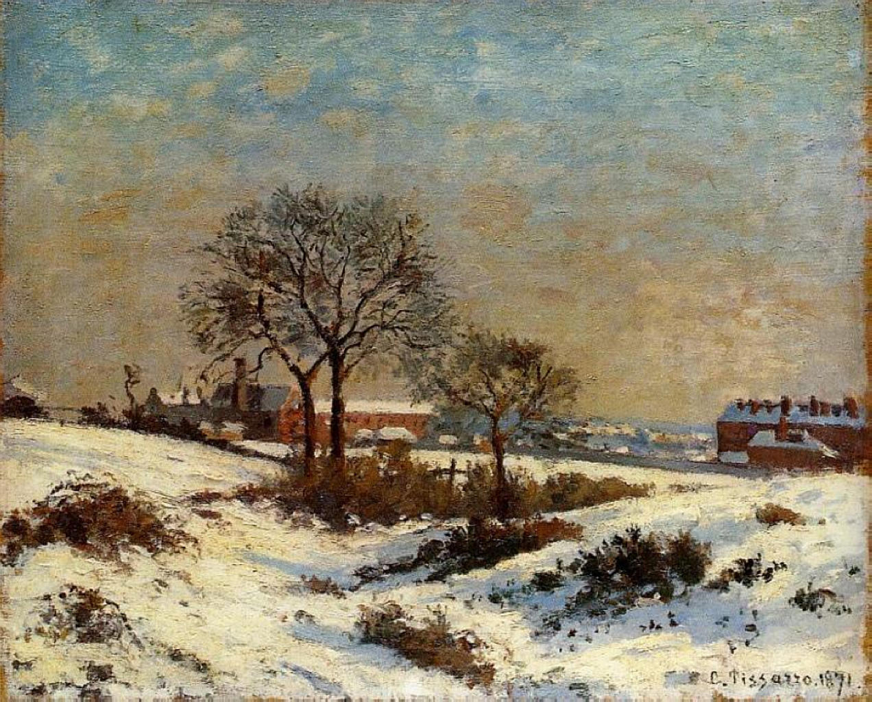 Landscape under Snow, Upper Norwood (1871) - Camille Pissarro Tablo