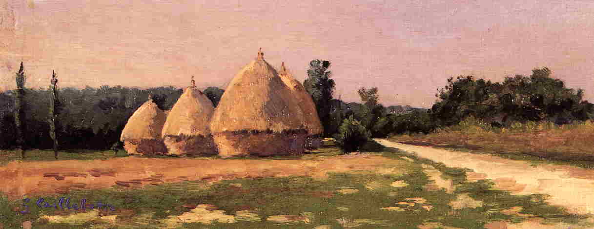 Landscape with Haystacks (1874) - Gustave Caillebotte Tablo