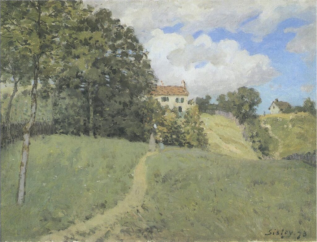 Landscape with Houses (1873) - Alfred Sisley Tablo