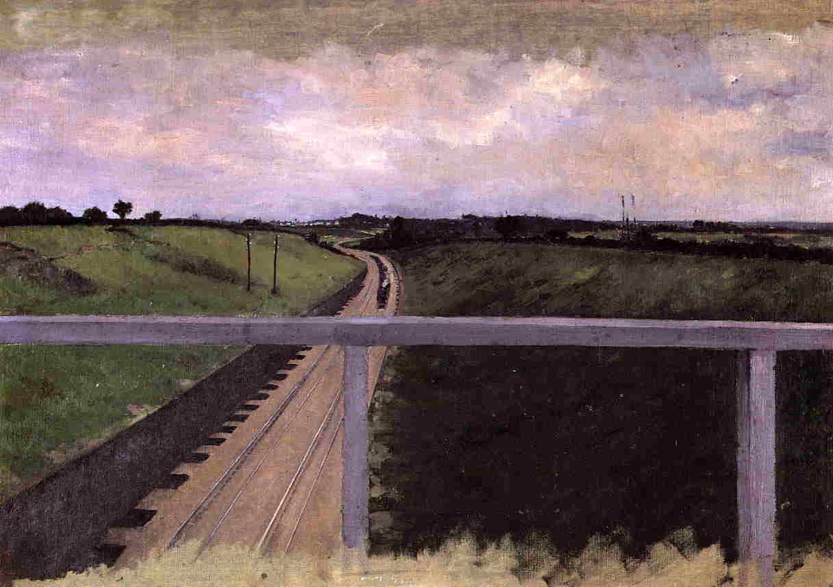 Landscape with Railway Tracks (1872) - Gustave Caillebotte Tablo