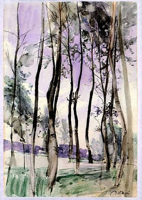 Landscape with Trees (1900) - Giovanni Boldini Tablo