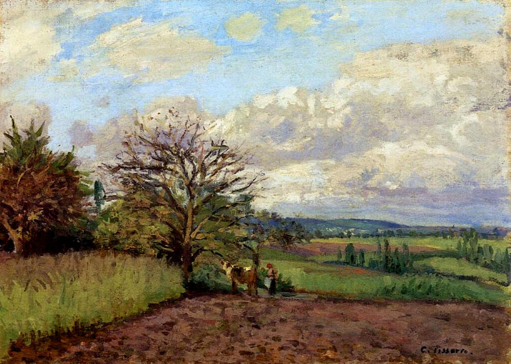 Landscape with a Cowherd (1872) - Camille Pissarro Tablo