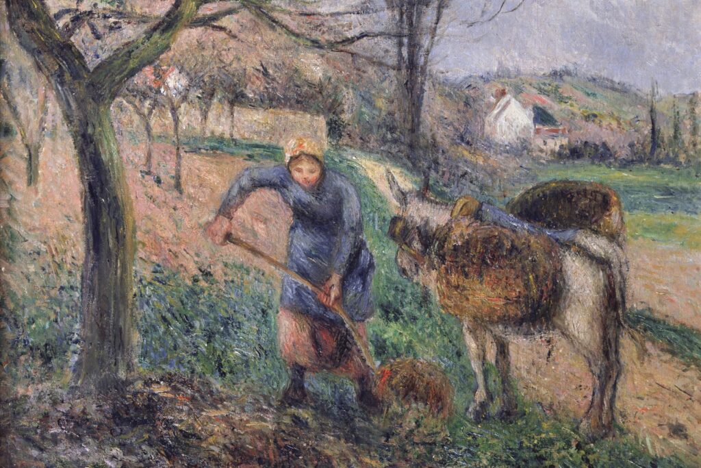 Landscape with a Donkey - Camille Pissarro Tablo