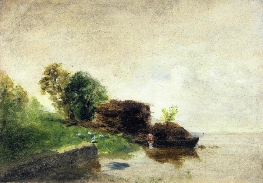 Laundress on the Banks of the River (1855) - Camille Pissarro Tablo