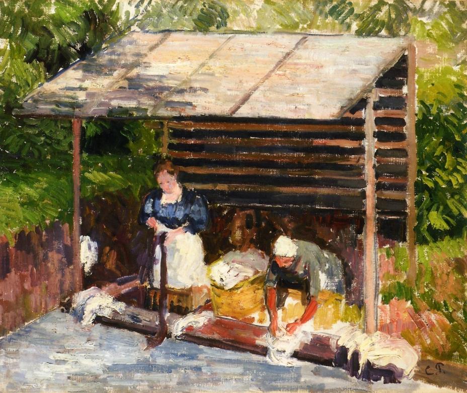 Laundresses at Eragny (1898) - Camille Pissarro Tablo