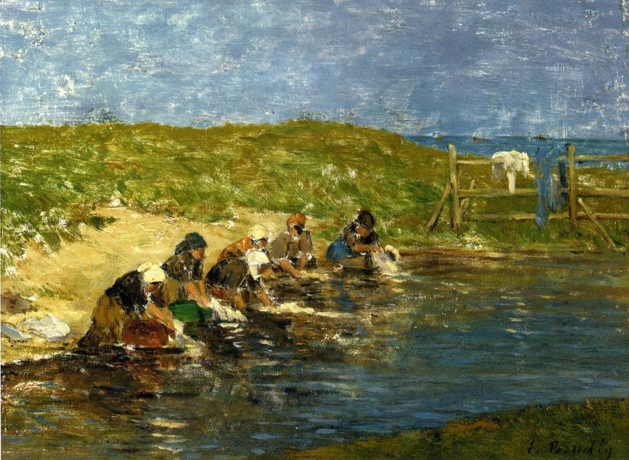Laundresses on the beach - Eugène Boudin Tablo