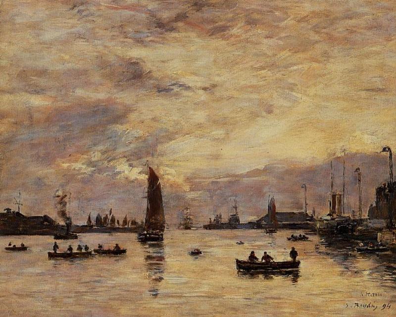 Le Havre. Avent Port. (1894) - Eugène Boudin Tablo