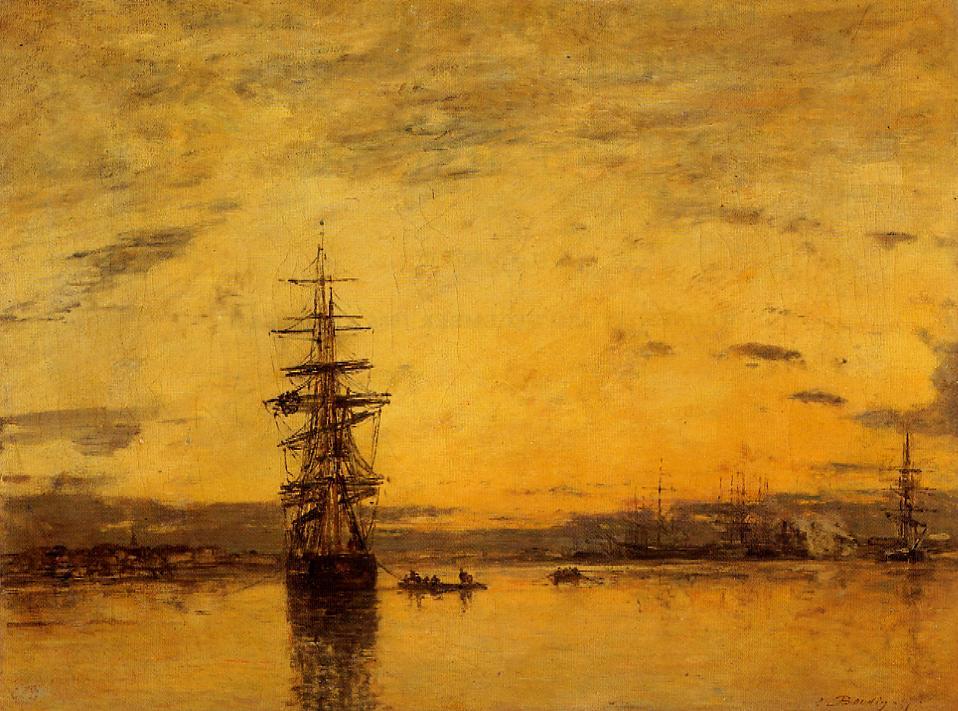Le Havre. Basin of Eure. (1867) - Eugène Boudin Tablo
