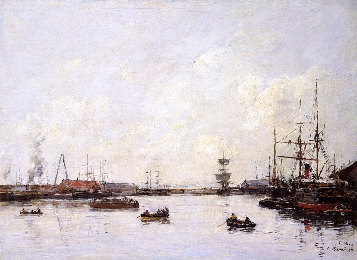 Le Havre. Basin of Eure. (1892) - Eugène Boudin Tablo
